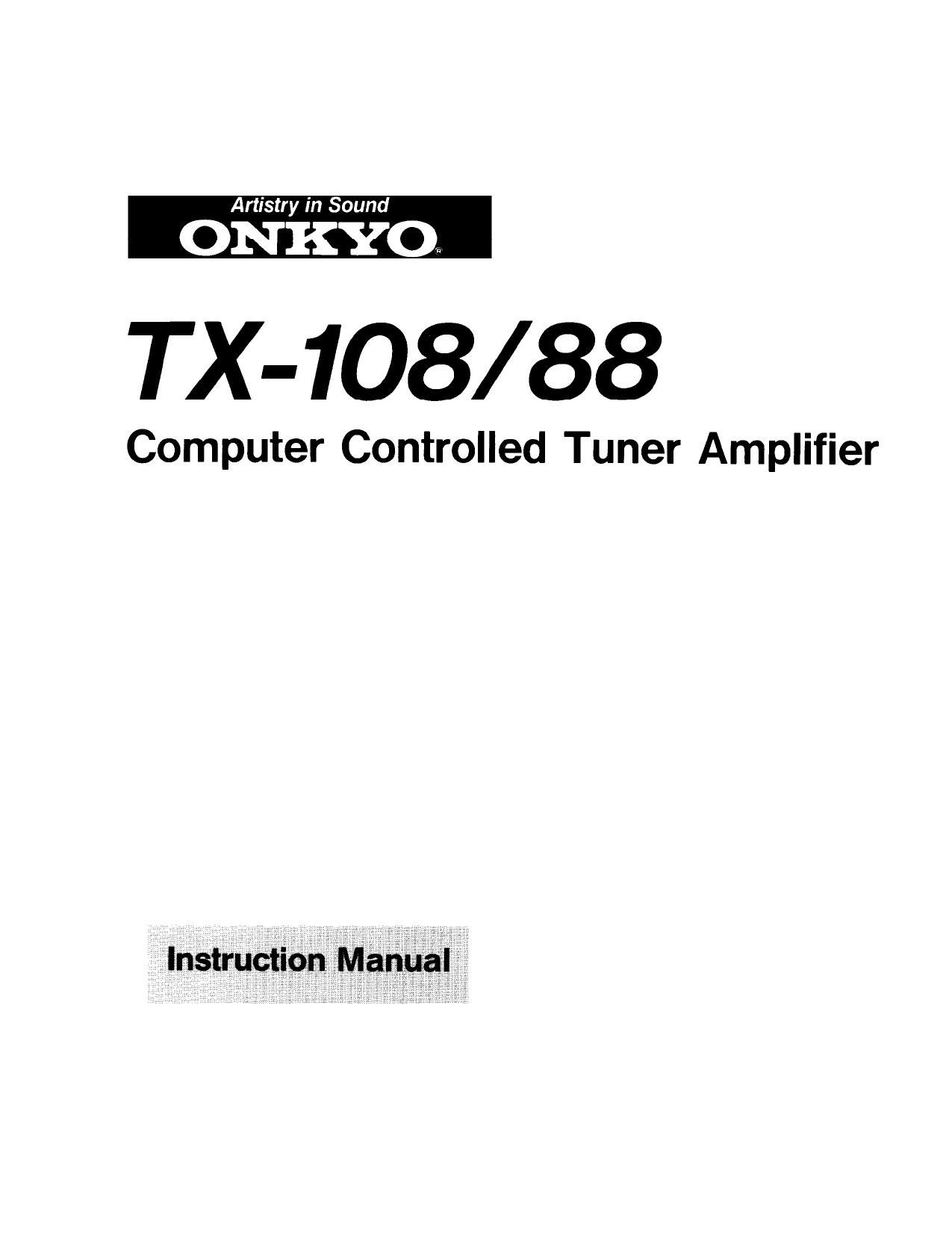 Onkyo TX 108 TX 88 Owners Manual (1)